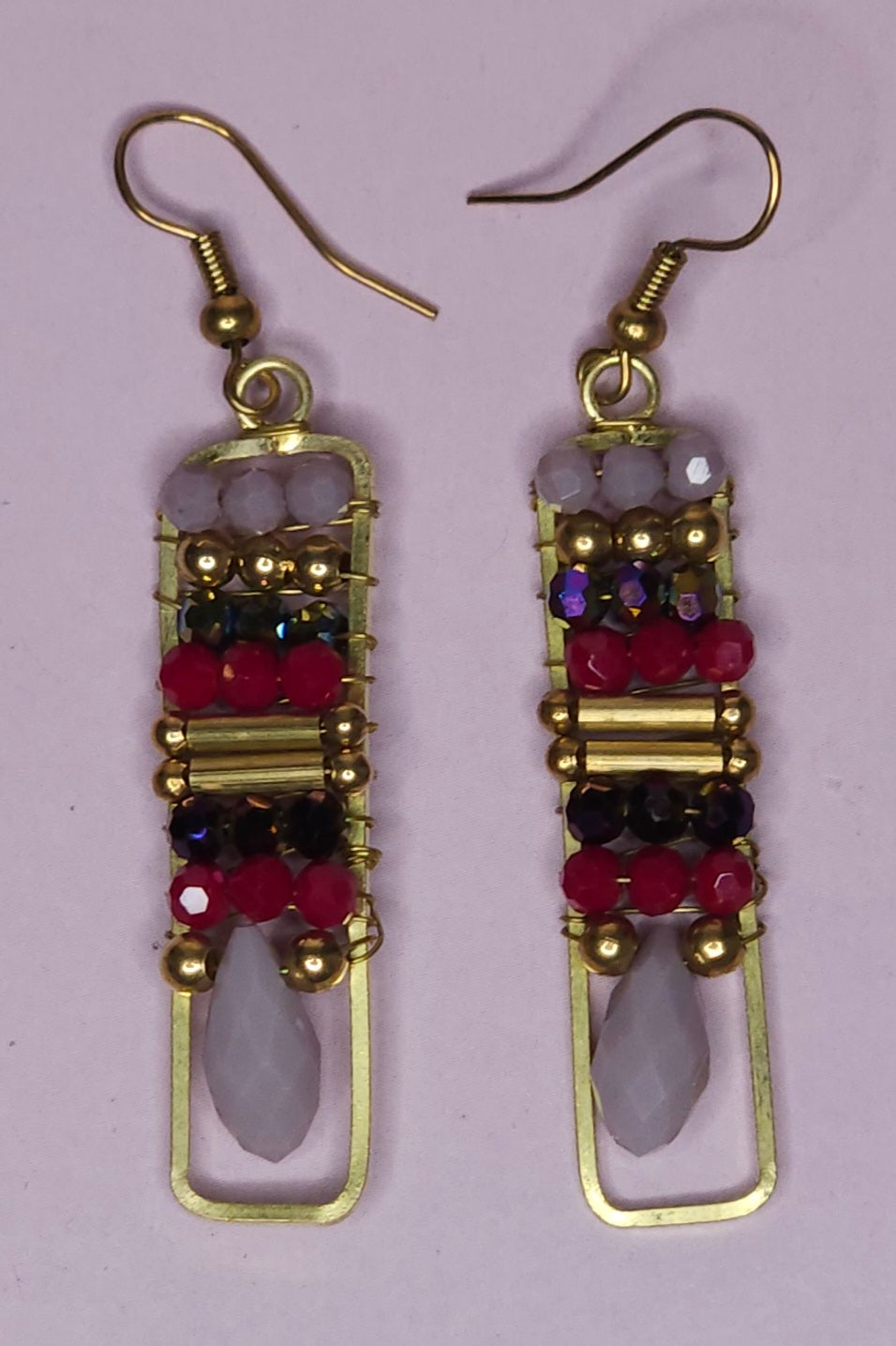 Pendientes cristal tallado y laton